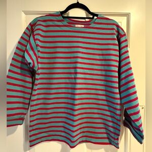 Roue Libre Striped Long Sleeve Shirt - Red and Teal